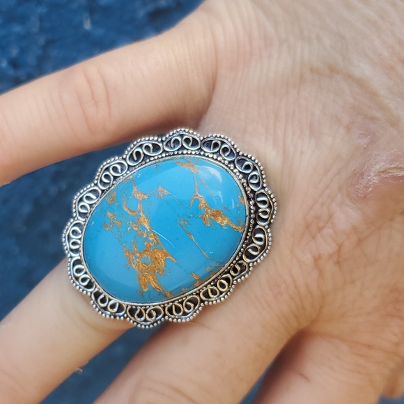 New Copper Turquoise 925 Silver Ring. - Picture 12 of 16